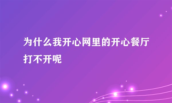 为什么我开心网里的开心餐厅打不开呢