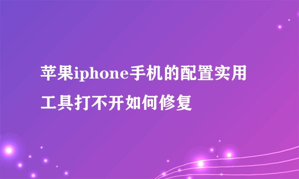 苹果iphone手机的配置实用工具打不开如何修复