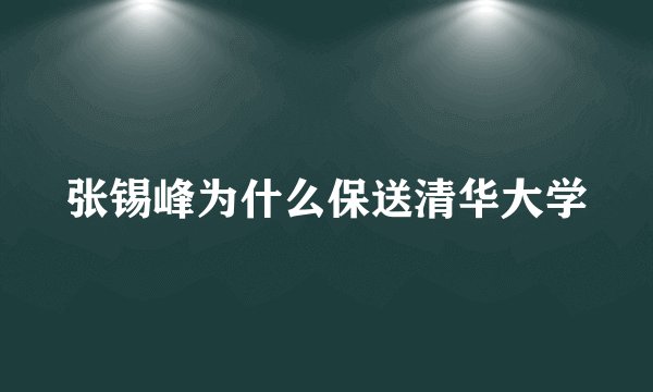 张锡峰为什么保送清华大学