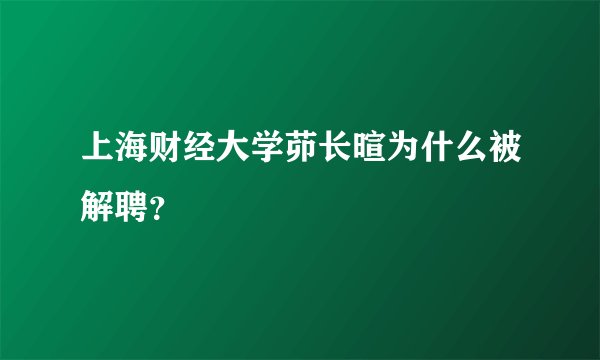 上海财经大学茆长暄为什么被解聘?