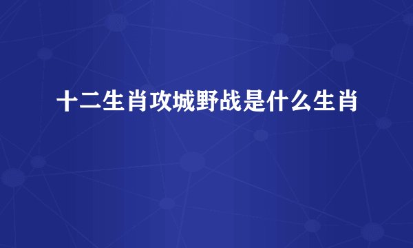 十二生肖攻城野战是什么生肖