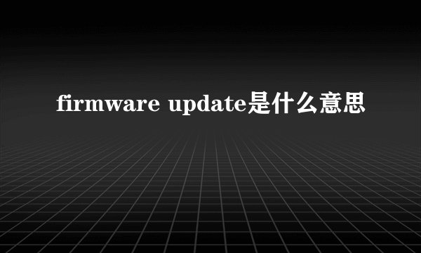 firmware update是什么意思