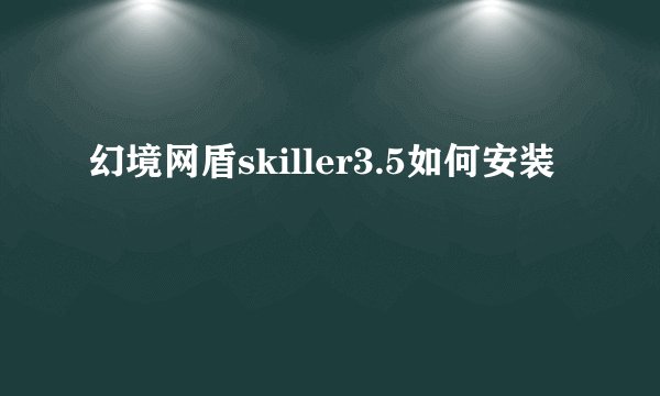 幻境网盾skiller3.5如何安装