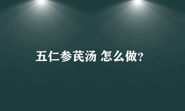 五仁参芪汤 怎么做？