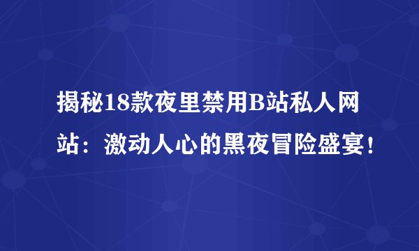 揭秘18款夜里禁用B站私人网站：激动人心的黑夜冒险盛宴！