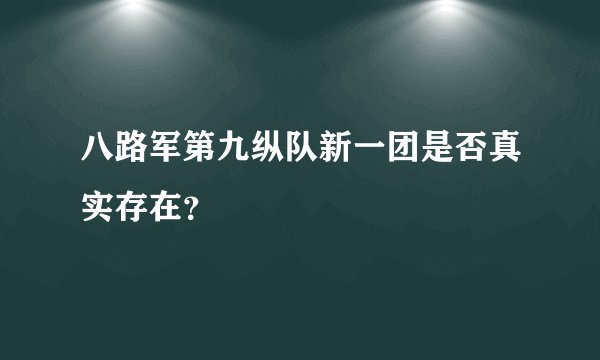 八路军第九纵队新一团是否真实存在？