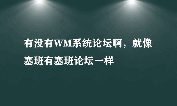 有没有WM系统论坛啊，就像塞班有塞班论坛一样