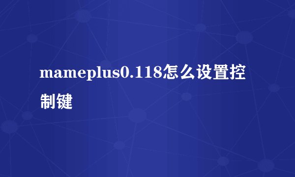mameplus0.118怎么设置控制键