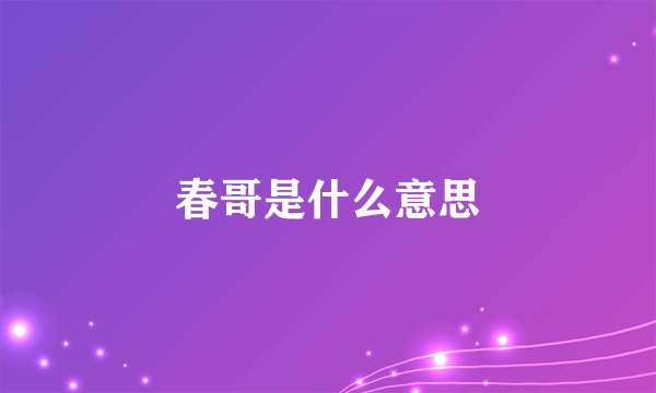 春哥是什么意思