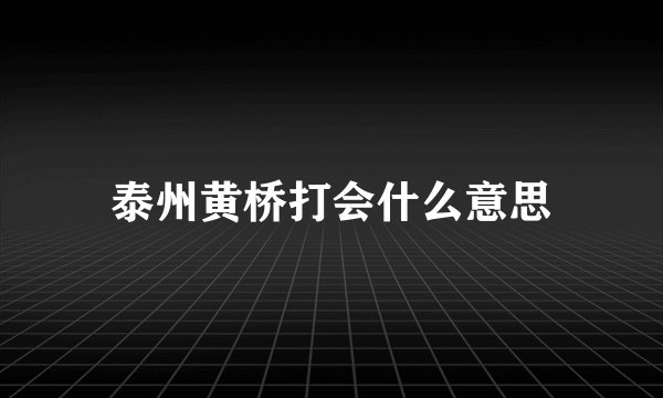 泰州黄桥打会什么意思