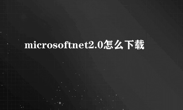 microsoftnet2.0怎么下载