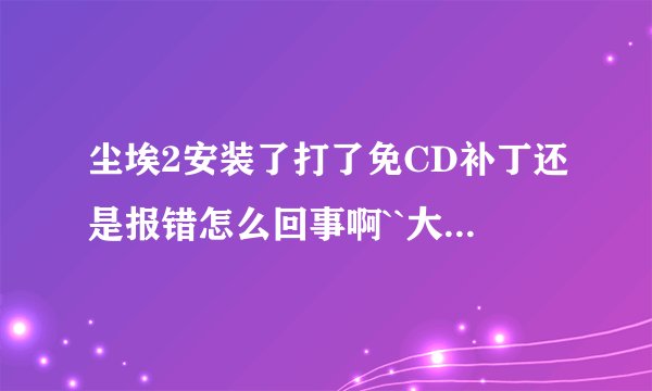 尘埃2安装了打了免CD补丁还是报错怎么回事啊``大虾帮帮忙！