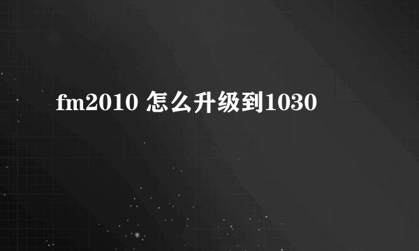 fm2010 怎么升级到1030