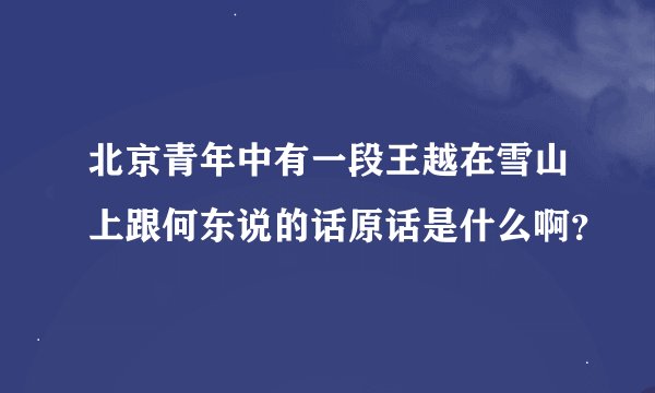 北京青年中有一段王越在雪山上跟何东说的话原话是什么啊？