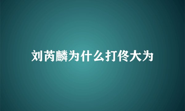 刘芮麟为什么打佟大为
