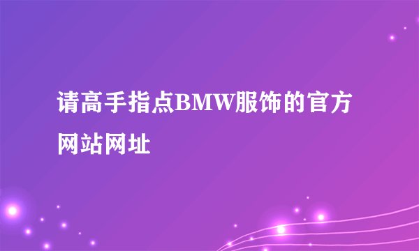 请高手指点BMW服饰的官方网站网址