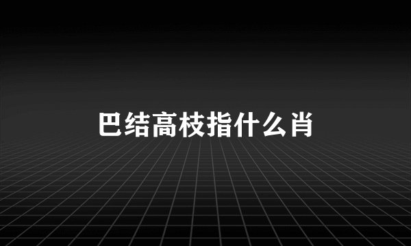 巴结高枝指什么肖