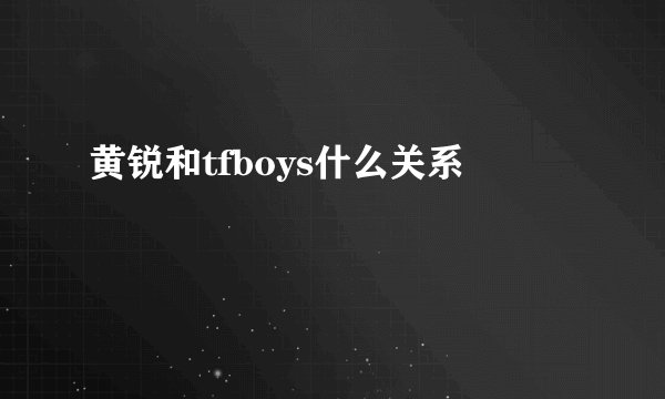 黄锐和tfboys什么关系