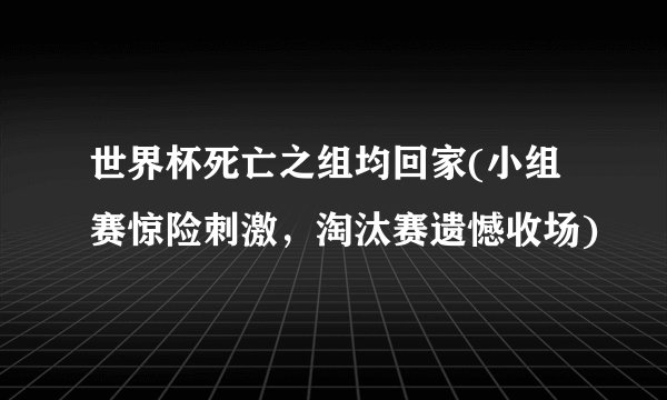 世界杯死亡之组均回家(小组赛惊险刺激,淘汰赛遗憾收场)