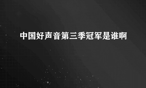 中国好声音第三季冠军是谁啊