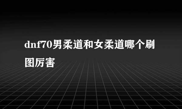dnf70男柔道和女柔道哪个刷图厉害