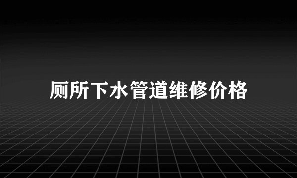 厕所下水管道维修价格