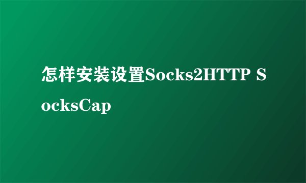 怎样安装设置Socks2HTTP SocksCap