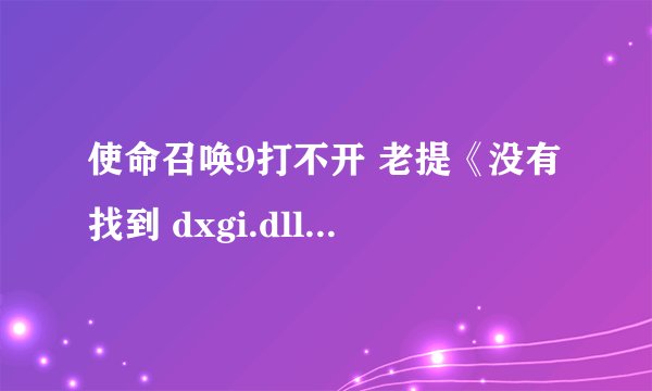 使命召唤9打不开 老提《没有找到 dxgi.dll，因此这个程序未能启动
