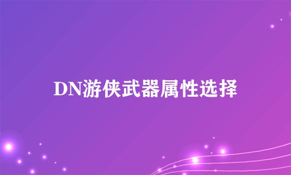 DN游侠武器属性选择