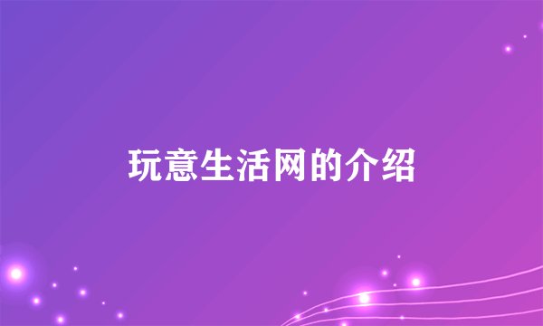 玩意生活网的介绍