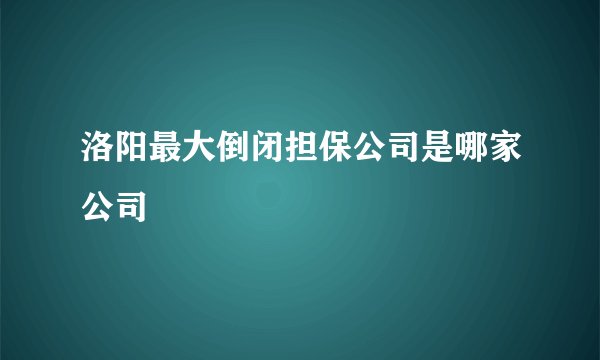 洛阳最大倒闭担保公司是哪家公司