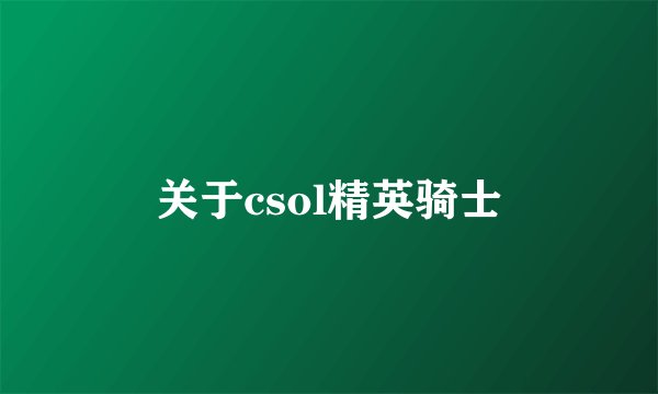 关于csol精英骑士