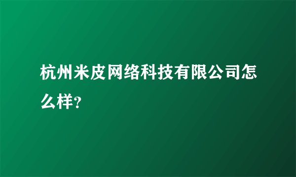 杭州米皮网络科技有限公司怎么样?