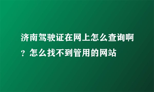 济南驾驶证在网上怎么查询啊？怎么找不到管用的网站