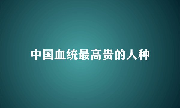 中国血统最高贵的人种