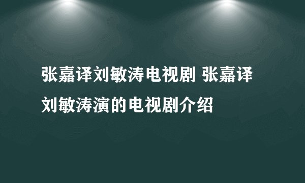 张嘉译刘敏涛电视剧 张嘉译刘敏涛演的电视剧介绍
