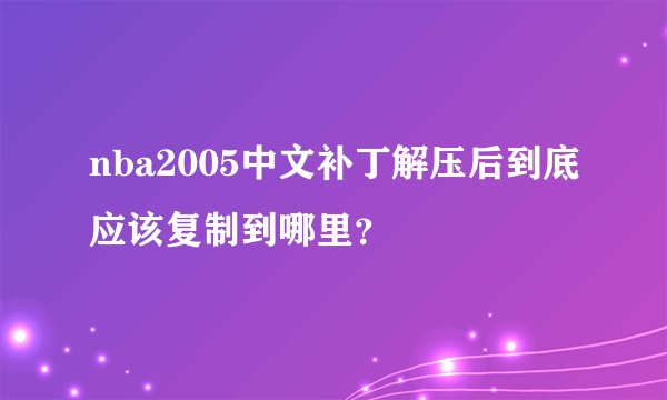 nba2005中文补丁解压后到底应该复制到哪里？