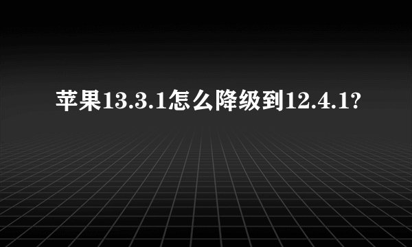 苹果13.3.1怎么降级到12.4.1?