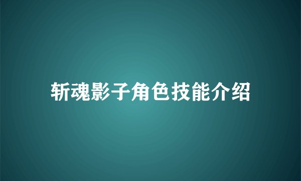 斩魂影子角色技能介绍