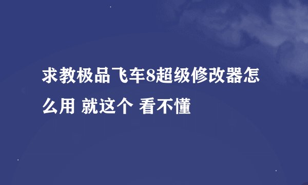 求教极品飞车8超级修改器怎么用 就这个 看不懂