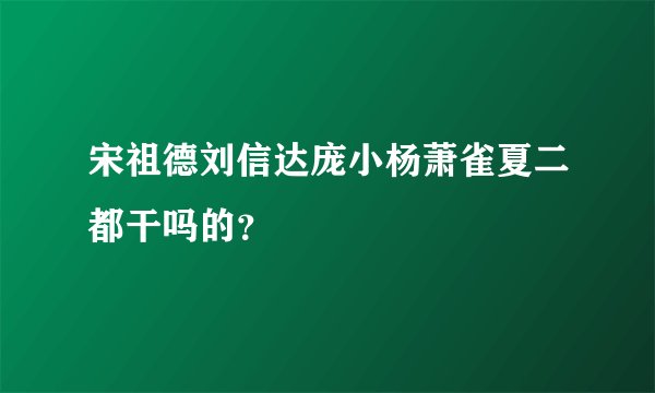 宋祖德刘信达庞小杨萧雀夏二都干吗的？