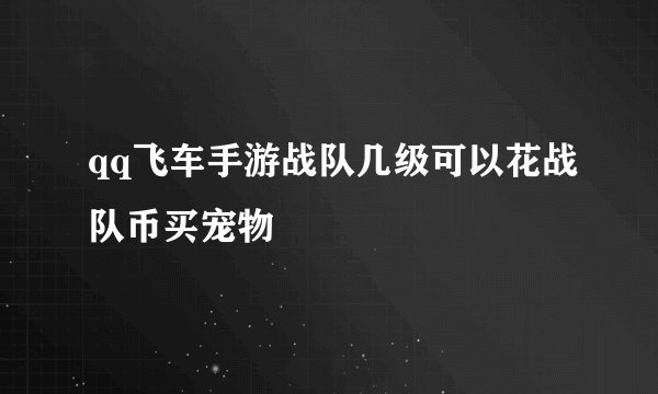 qq飞车手游战队几级可以花战队币买宠物