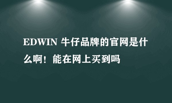 EDWIN 牛仔品牌的官网是什么啊！能在网上买到吗
