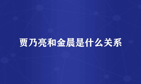 贾乃亮和金晨是什么关系