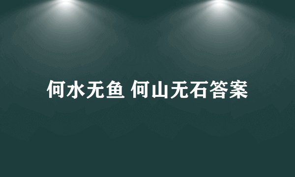 何水无鱼 何山无石答案