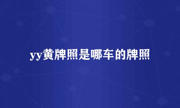 yy黄牌照是哪车的牌照
