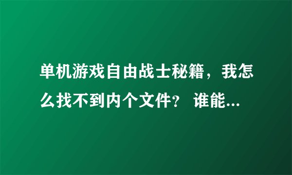 单机游戏自由战士秘籍，我怎么找不到内个文件？ 谁能教教我，最好有截图。