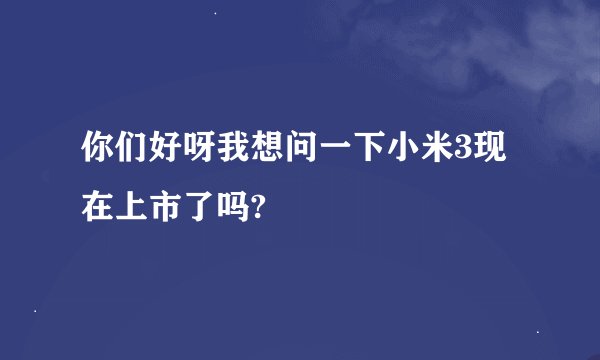 你们好呀我想问一下小米3现在上市了吗?