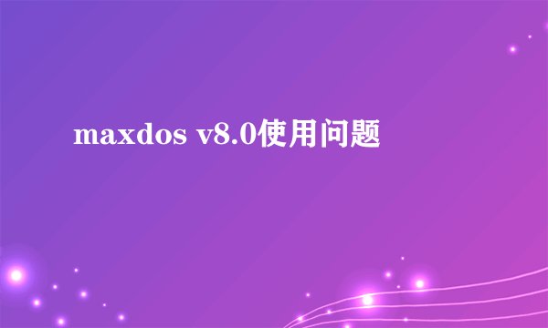 maxdos v8.0使用问题
