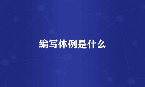 编写体例是什么